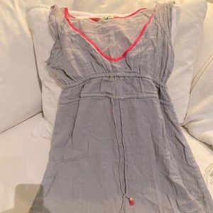 Beach Cover Up (Smoke Gray, Hot Pink Trim)